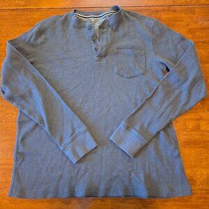 Men's Members Mark Thermal Henley Long Sleeve T Shirt Gray Medium